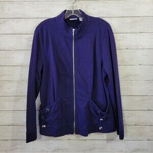 Zenergy by Chico's Size 0 4\6 S Full Zip Purple Jacket Drawstring Detail Pockets
